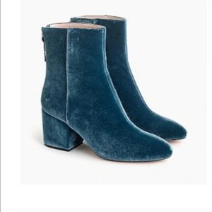 Blue velvet JCrew booties
